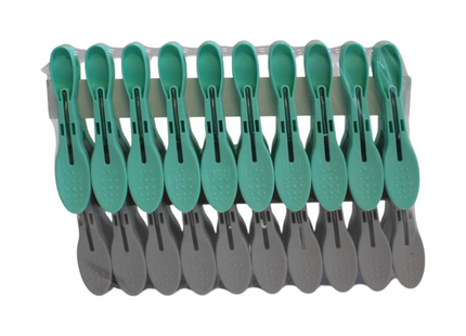 HL wasknijpers 40 stuks - groen/grijs - kunststof - sterke grip.