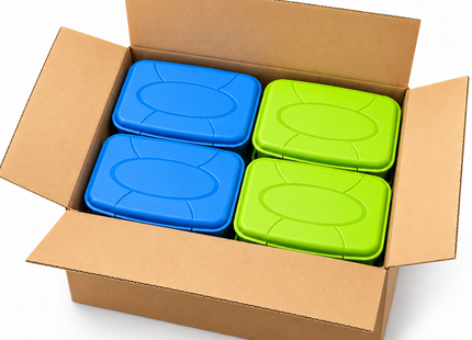 Broodtrommels 1,3 Liter – Set van 12 Stuks – Lunchboxen met Klikdeksel – Groen en Blauw