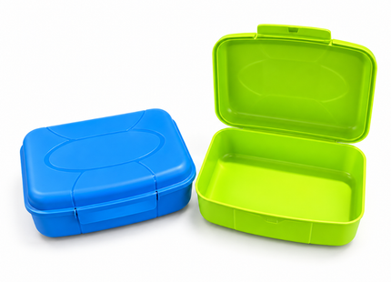 Broodtrommels 1,3 Liter – Set van 12 Stuks – Lunchboxen met Klikdeksel – Groen en Blauw