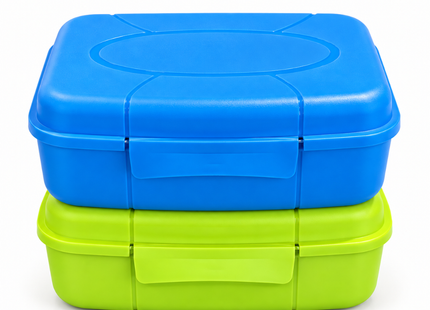 Broodtrommels 1,3 Liter – Set van 12 Stuks – Lunchboxen met Klikdeksel – Groen en Blauw