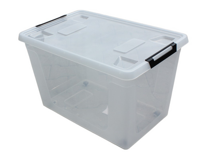 HL Opbergbox met deksel en wieltjes - 60 Liter - Stapelbaar - Kunststof - Transparant