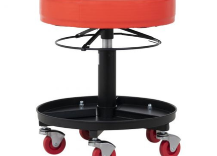 Werkplaats krukje - Verstelbaar - 5 Wielen - Rood - Ø 37 cm