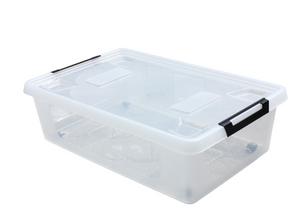 HL Opbergbox met deksel en wieltjes - 30 Liter - Stapelbaar - Kunststof - Transparant