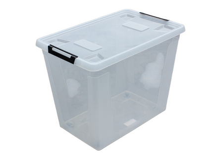 HL Opbergbox met deksel en wieltjes - 80 Liter - Stapelbaar - Kunststof - Transparant