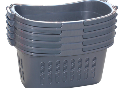 Winkelmandje – Boodschappenmand Set 5 Stuks Donkergrijs - 32 Liter - met Handvaten