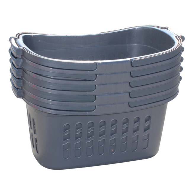 Winkelmandje – Boodschappenmand Set 5 Stuks Donkergrijs - 32 Liter - met Handvaten