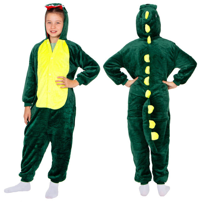Onesie Draak | Kinderen | Maat 120/130 | Groen