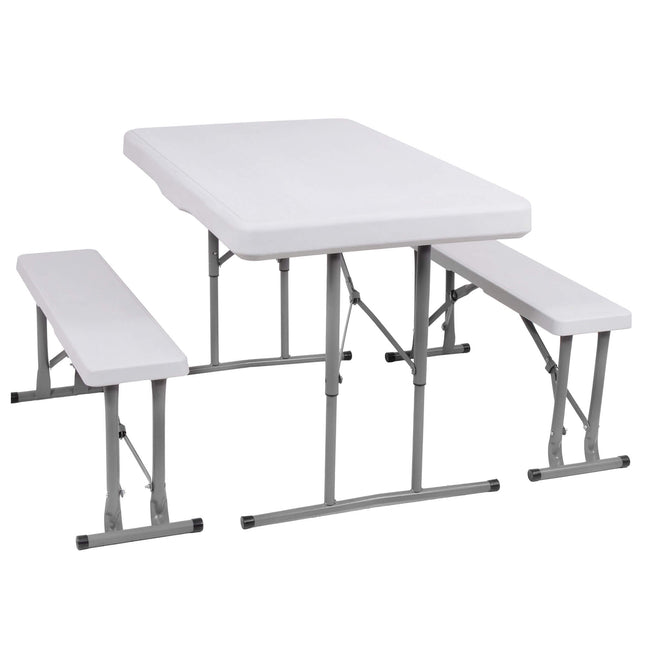 Picknick Tafel Met Bankjes - Campingtafel - Campingset - Tafel - Bankjes - Opvouwbaar - Wit - 105 x 64 x 70 cm