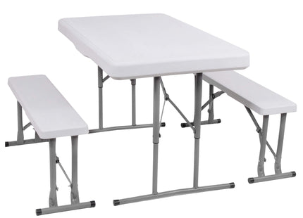 Picknick Tafel Met Bankjes - Campingtafel - Campingset - Tafel - Bankjes - Opvouwbaar - Wit - 105 x 64 x 70 cm
