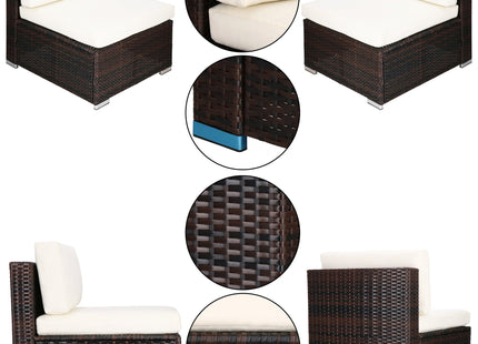 Tuinset - 6 Delig - Stoelen - Bank - Tafel - Rotan - Hoekbank - Zwart/Wit