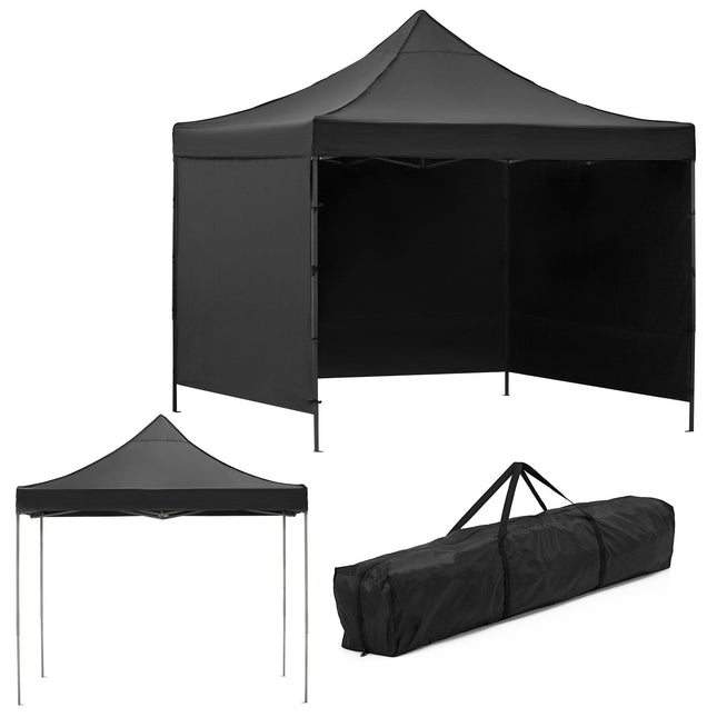 Partytent - 300x300xcm - Hoogte Verstelbaar - PVC - Polyester - Harmonica- Frame - Zwart