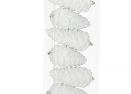 Kerstboomhanger Dennenappels | 6 Stuks | 14 cm | Wit