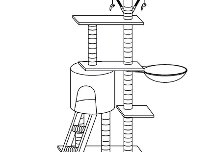 Krabpaal - Voor Katten - Meubelbescherming - 136 cm - Crème - 7 Etages