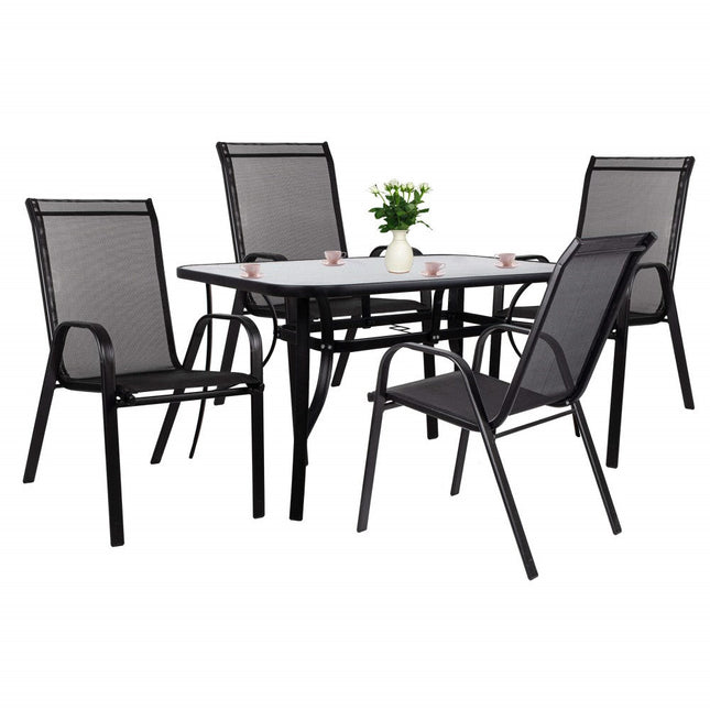 Tuinset | Tuinset 4 Persoons | Tuinsets | Tuintafel & Tuinstoelen | 4 Personen | Zwart
