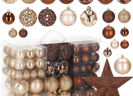 Kerstballen & Piek | 101 Stuks | Bruin/ Rose Goud