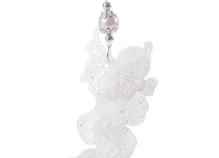 Kersthanger | Engel | Kerstboomhanger | Wit | Glitters | Kunststof |13 cm