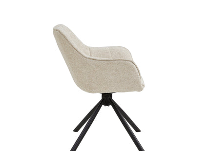 Set van 2 Eetkamerstoelen – Taupe/Zand – Met Armleuning – Vergaderstoelen – Stoelen – Draaibaar
