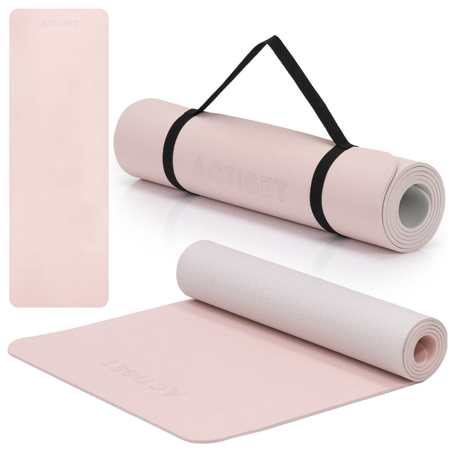 Actiget® Yogamat - Extra Dik - Inclusief Draagriem - 183 x 61 x 0.6 CM - Roze - TPE