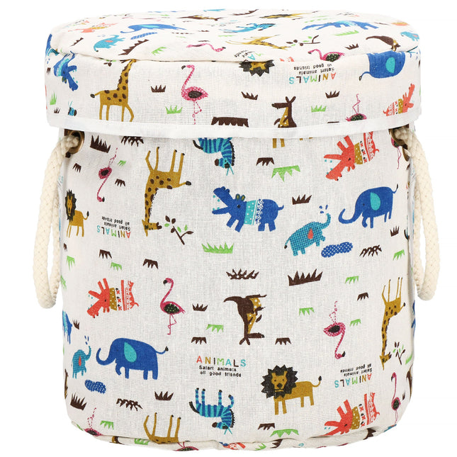 Opbergmand - Speelgoedmand - Kledingmand - Organizer - Deksel - Handvatten -  Animals - Multicolor