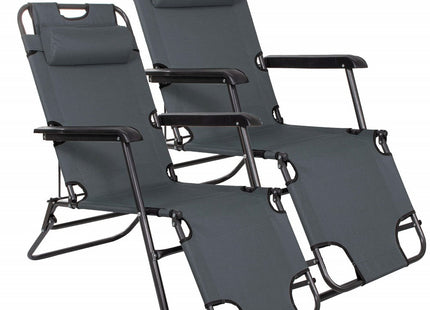 Tuinstoelen | Ligstoel |Verstelbaar | Inclusief Hoofdsteun | 2 Stuks | Antraciet
