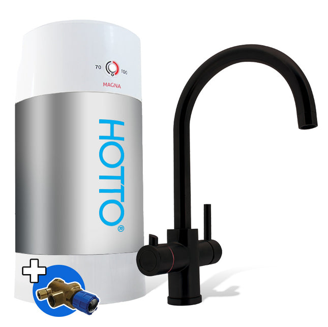 HOTTO Combi 8L – Arco Zwart 3-in-1 Kraan met Inlaatcombi - incl. Mengventiel