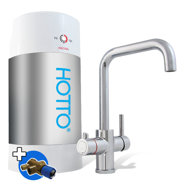 HOTTO Combi 8L – Quadro Chroom 3-in-1 Kraan met Inlaatcombi - incl. Mengventiel
