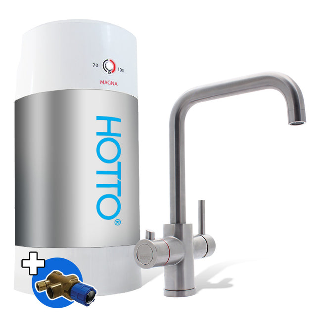 HOTTO Combi 8L – Quadro RVS 3-in-1 Kraan met Inlaatcombi - incl. Mengventiel