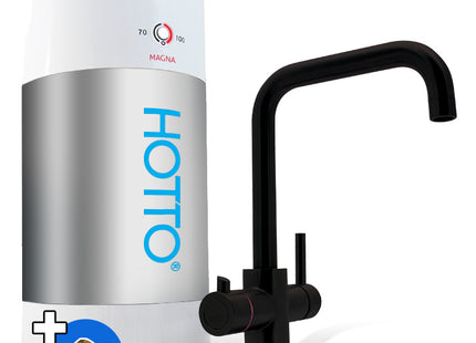 HOTTO Combi 8L – Quadro Zwart 3-in-1 Kraan met Inlaatcombi - incl. Mengventiel