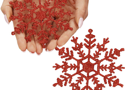 Kersthanger | Kerstversiering |Sneeuwvlok | 3 Stuks | 12 cm | Rood