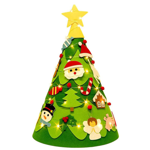 Vilten kerstboom voor kinderen met losse versieringen