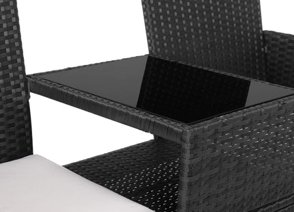 Tuinset - Stoelen - Bank - Tafel - Rotan - Zwart - 3 in 1