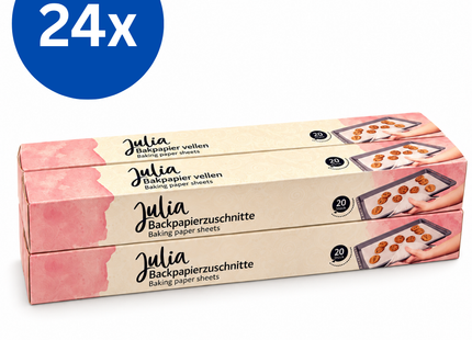 Julia Bakpapier Vellen  – 38 × 42 cm – 24 rollen met 20 Vellen – 480 Stuks – Voorgesneden Bakpapier