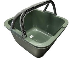 Afwasbak – Vierkante Afwasteil – 18,5 Liter – Donkergroen – Met Hengsel – Wasbak – Camping -  Keuken & Huishouden – 39x39x22cm
