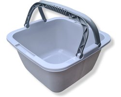 Afwasbak – Vierkante Afwasteil – 18,5 Liter – Grijs – Met Hengsel – Wasbak – Camping -  Keuken & Huishouden – 39x39x22cm