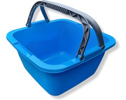 Afwasbak – Vierkante Afwasteil – 18,5 Liter – Blauw – Met Hengsel – Wasbak – Camping -  Keuken & Huishouden – 39x39x22cm