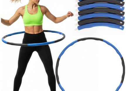 Hoelahoep - Hoepel - Fitness - Opvouwbaar - Cardiotraining - Massage - Grijstinten - Blauw - 88 Cm
