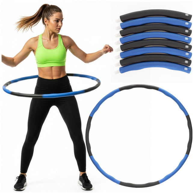 Hoelahoep - Hoepel - Fitness - Opvouwbaar - Cardiotraining - Massage - Grijstinten - Blauw - 88 Cm