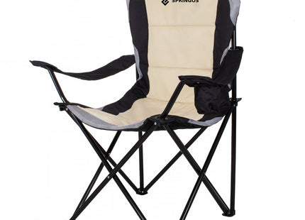 Campingstoel | Kampeerstoel | Vouwstoel | Inclusief Draagtas | Zwart/ Grijs / Crème