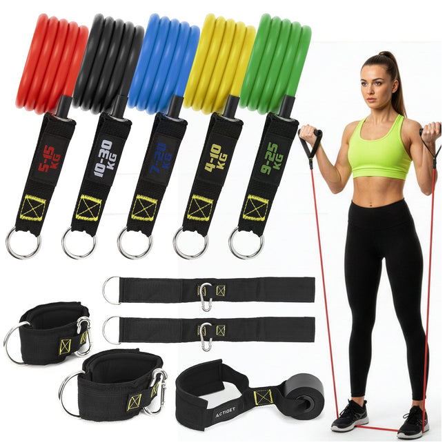 Resistance band | Weerstandsbanden | Weerstands Set | Set van 9 | Fitness elastiek | Meerkleurig