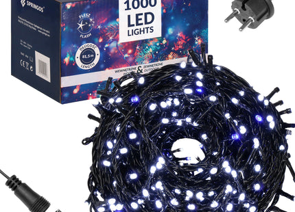 Kerstverlichting | 81,5 m | 1000 LED | Koud Wit + Blauwe Flits