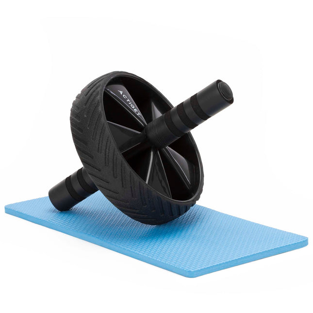 Buikspierwiel | AB Wheel | Buikspierroller | Inclusief Kniemat | Zwart/Blauw