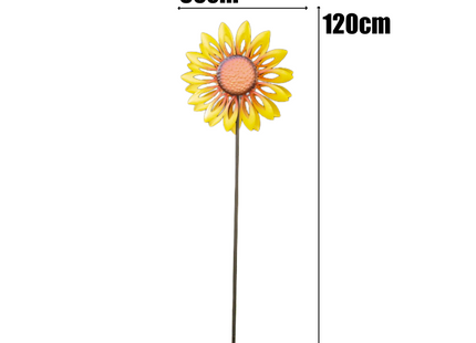 Windspinner - Windmolen - Windijzers - Tuinsteker - Tuinbeeld - Grondpin - Metaal - Zonnebloem