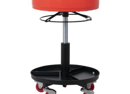 Werkplaats krukje - Verstelbaar - 5 Wielen - Rood - Ø 37 cm