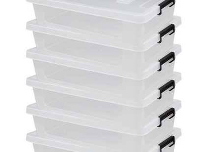 Set 6 Transparante Opbergboxen 9L – Stapelbaar Met Deksel – Clipbox – Opbergdoos