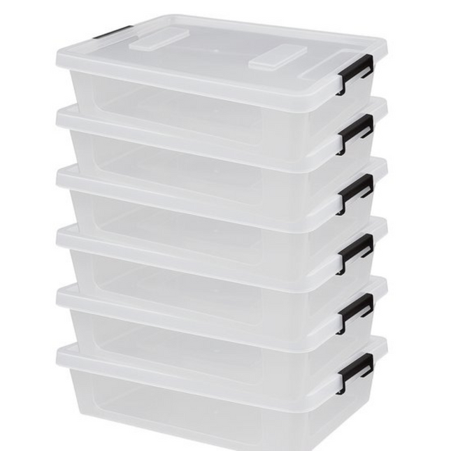Set 6 Transparante Opbergboxen 9L – Stapelbaar Met Deksel – Clipbox – Opbergdoos