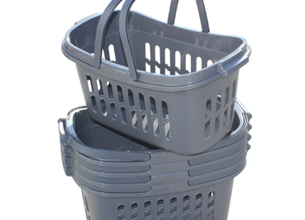 Winkelmandje – Boodschappenmand Set 5 Stuks Donkergrijs - 32 Liter - met Handvaten
