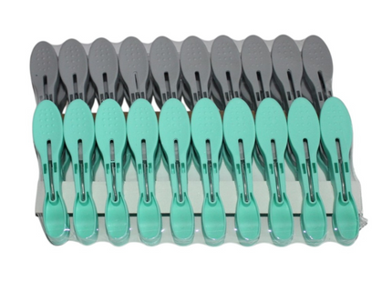 HL wasknijpers 40 stuks - groen/grijs - kunststof - sterke grip.