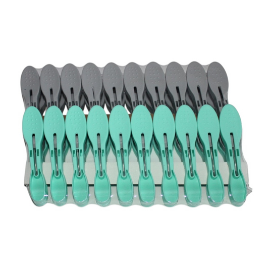 HL wasknijpers 40 stuks - groen/grijs - kunststof - sterke grip.