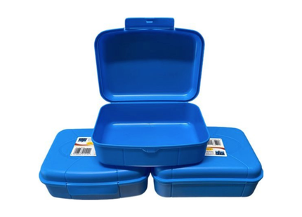 Broodtrommel Set – 3 Stuks – 0,8 Liter per Stuk – Blauw