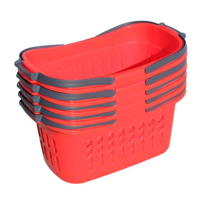 Winkelmandje – Boodschappenmand Set 5 Stuks Rood 32 Liter - met Handvaten